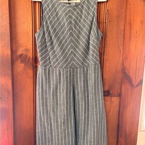 J.Crew Striped Chambray Culotte Jumpsuit Size 8 Back Cutout